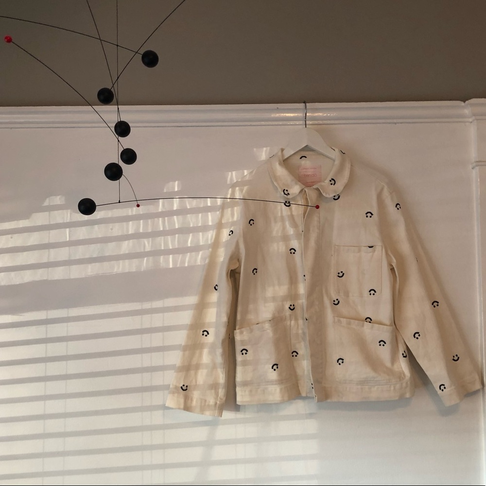 Smiley Face Embroidered Field Jacket from Ban.do